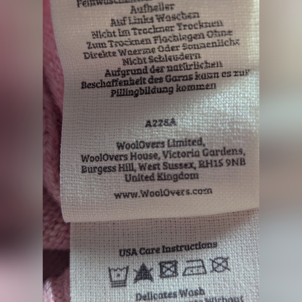 Woolovers Cashmere & Merino Wool Tunic Sweater Light Pink Large Large (US 12/14) - Picture 10 of 13